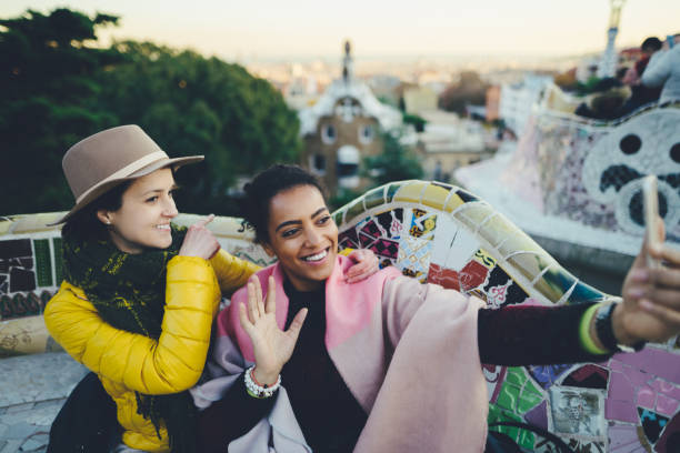 istock Friends taking selfie in Barcelona 1143913856