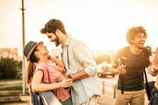 istock Young party couple falling in love. 1143914285