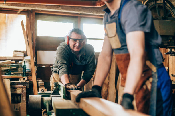 istock Father and son carpenters 1143915584