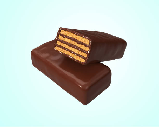 istock Crispy wafer, chocolate cream flavor, with Clipping path 3d illustration. 1143920072