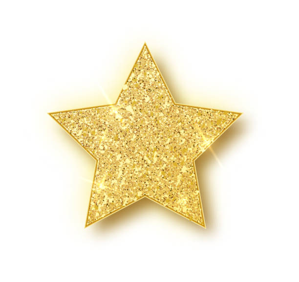 ilustrações de stock, clip art, desenhos animados e ícones de gold glitter vector star. golden sparkle luxury design element. vector particles. - decorative ornament flash