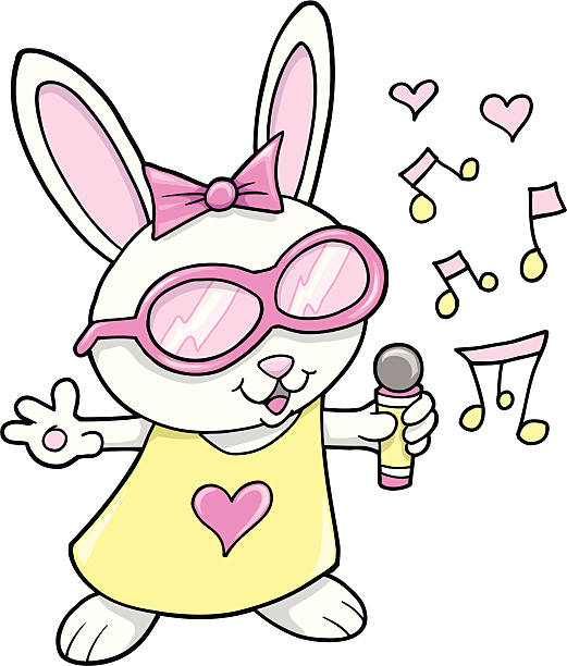 Singing Easter Bunny Rabbit vector art illustration