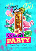 istock Cocktail party disco poster design. Zine cutlure style 1143928168
