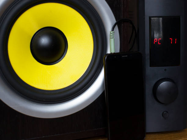 istock Connect  cable to subwoofer speakers.red  audio output 1143932928