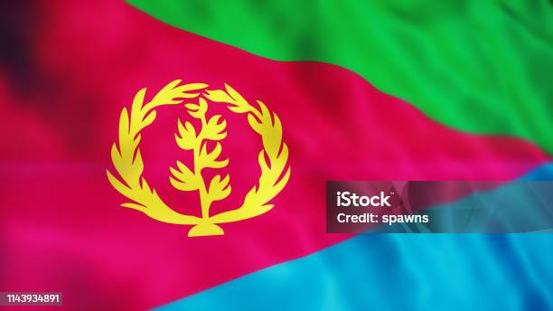 Eritrea Flag Stock Photo - Download Image Now - Arts Culture and Entertainment, Blue, Blurred Motion
