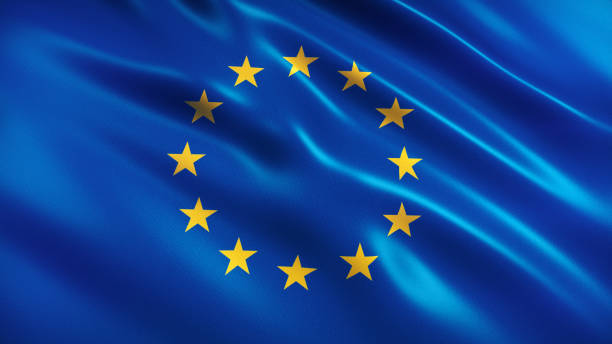 European Union Flag 3d render European Union Flag (Close-up) european union symbol stock pictures, royalty-free photos & images