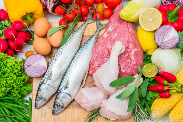 istock Mediterranean diet with fish,meat and vegetables 1143939209
