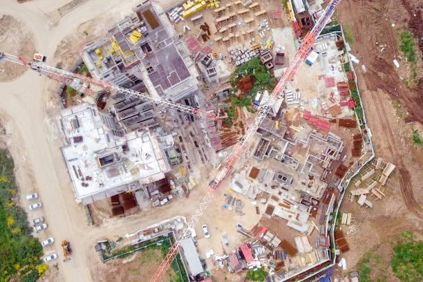 istock Construction site - Aerial image of a large Residential compound during early stages of construction 1143939255