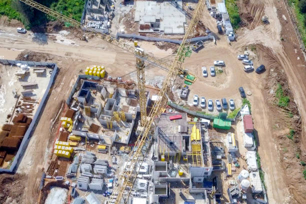 istock Construction site - Aerial image of a large Residential compound during early stages of construction 1143939902