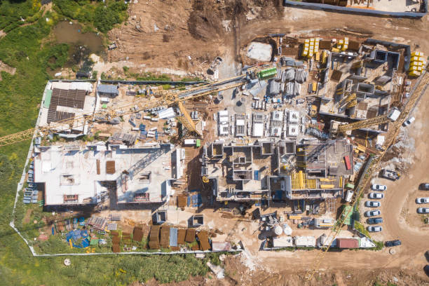 istock Construction site - Aerial image of a large Residential compound during early stages of construction 1143940593