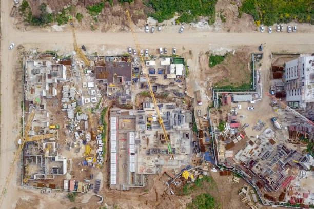 istock Construction site - Aerial image of a large Residential compound during early stages of construction 1143940834