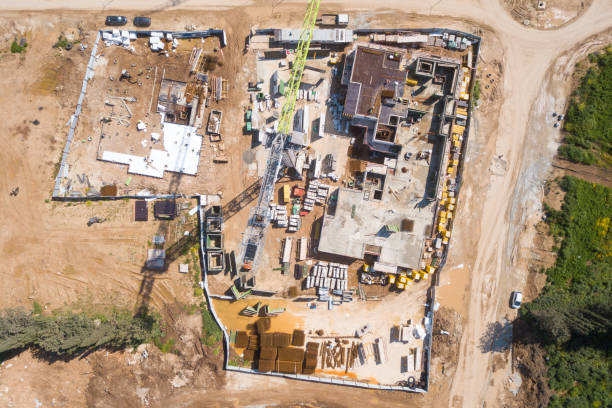 istock Construction site - Aerial image of a large Residential compound during early stages of construction 1143941452