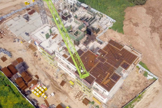 istock Construction site - Aerial image of a large Residential compound during early stages of construction 1143941880
