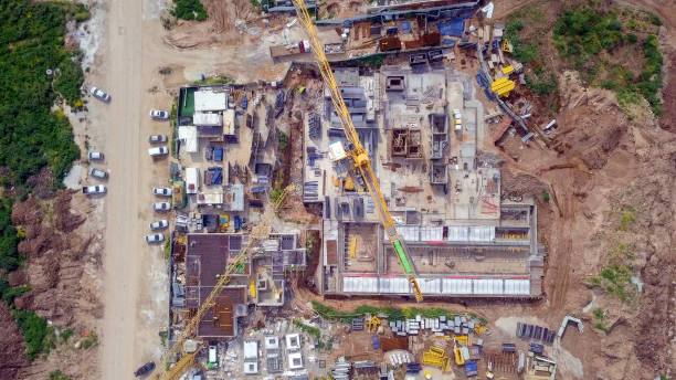 istock Construction site - Aerial image of a large Residential compound during early stages of construction 1143942818