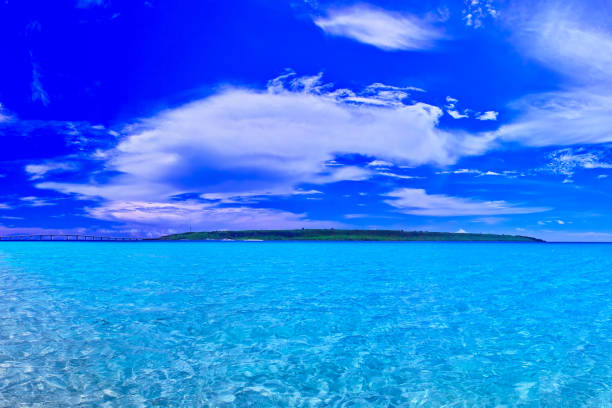 Midsummer Miyakojima. Kurama Island seen from Yonaha Maehama Beach.