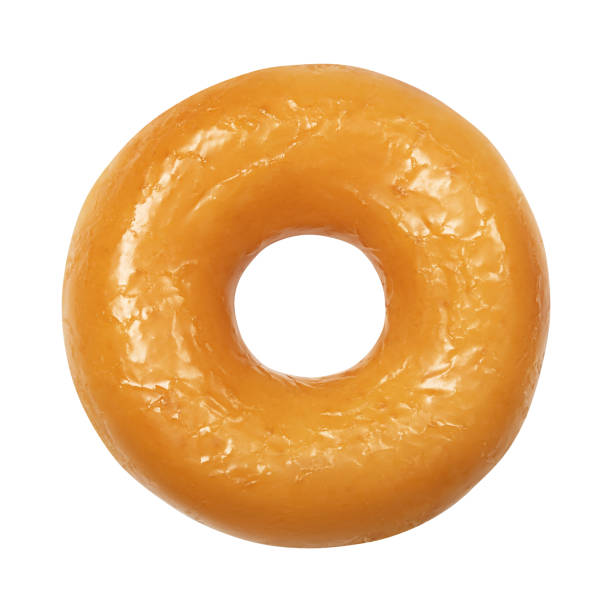 Donut with glazed isolated on white background. One round glossy yellow glaze doughnut. Front View. Top view Donut with glazed isolated on white background. One round glossy yellow glaze doughnut. Front View. Top view. doughnut stock pictures, royalty-free photos & images