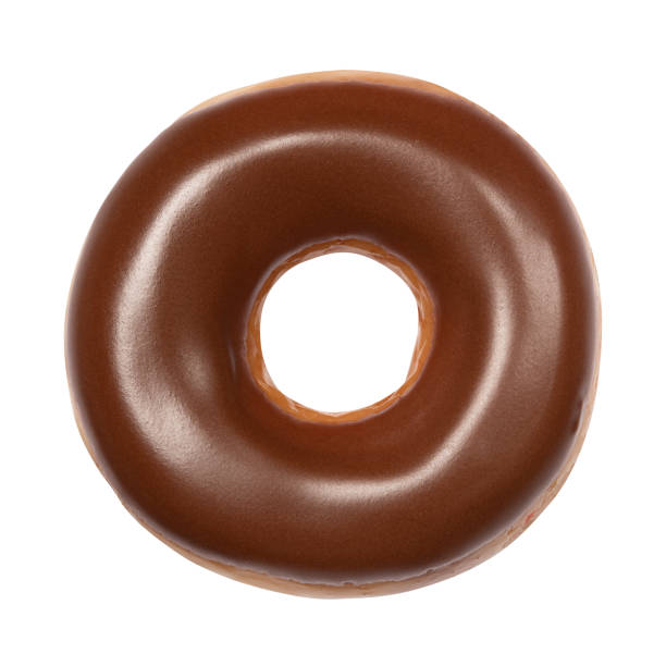 istock Donut with chocolate glaze isolated on white background. One round  American chocolate doughnut. Front View. Top view 1143948958