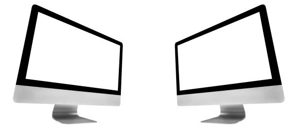 istock Laptop computer PC with blank screen mock up isolated on white background. Laptop isolated screen. PC computer white screen with copy space. Empty space for text. Isolated white screen 1143951063