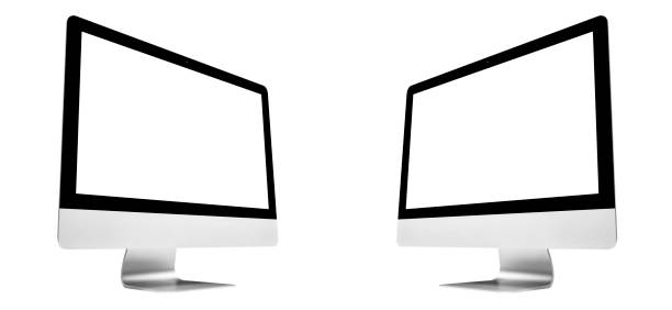 istock Laptop computer PC with blank screen mock up isolated on white background. Laptop isolated screen. PC computer white screen with copy space. Empty space for text. Isolated white screen 1143951108