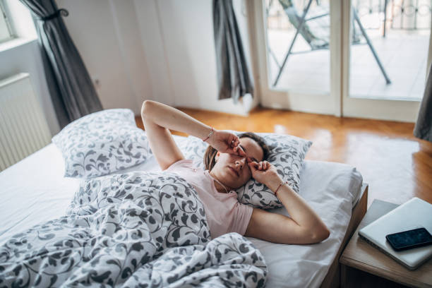 Woman is waking up
