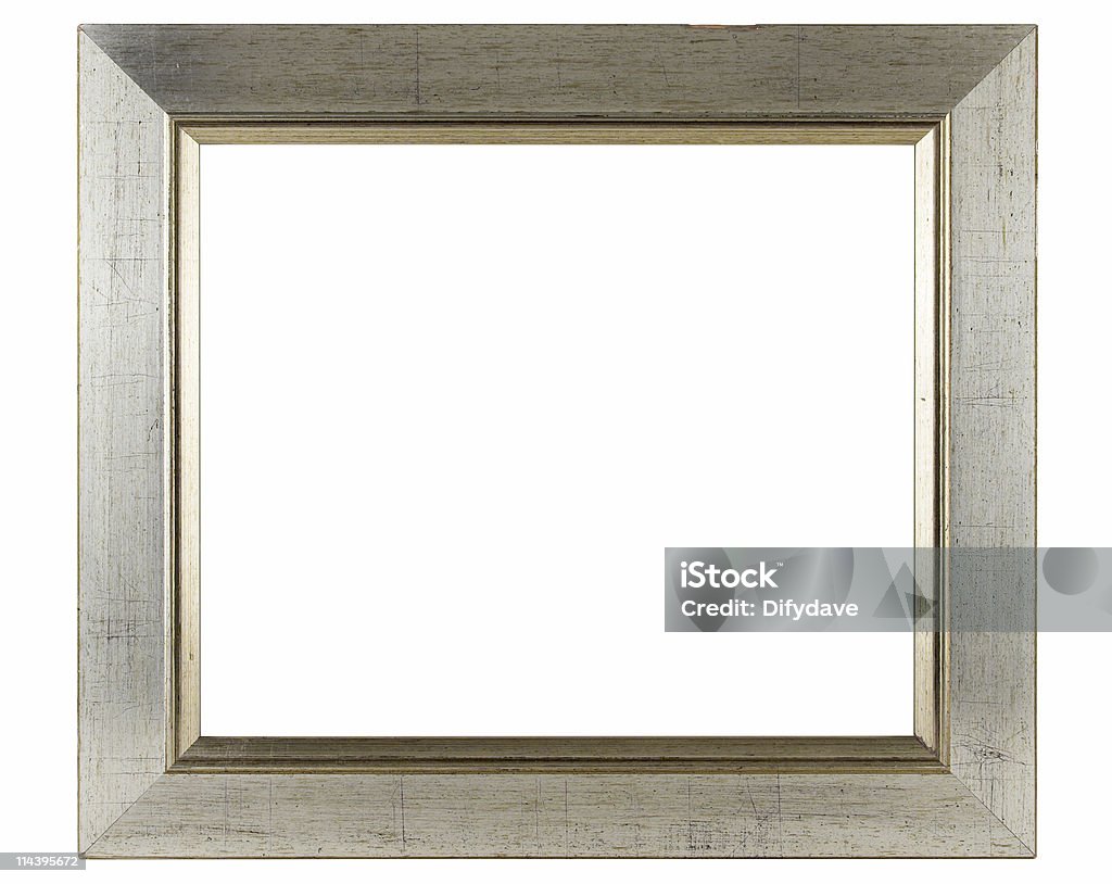 Marco de madera en plata - Foto de stock de Color plateado libre de derechos