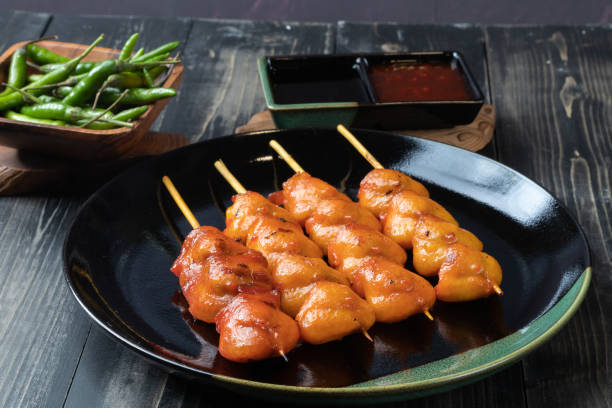 istock grilled chicken butt skewer at Thailand 1143957050