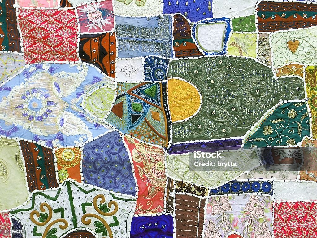 Em mosaico colorido feito a mão em Rajastão Índia - Royalty-free Trabalho à Base de Remendos Foto de stock