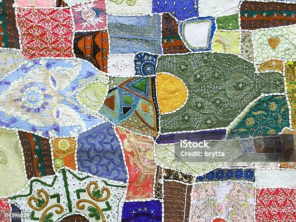 Em Mosaico Colorido Feito A Mão Em Rajastão Índia - Fotografias de stock e mais imagens de Trabalho à Base de Remendos - Trabalho à Base de Remendos, Algodão, Colorido
