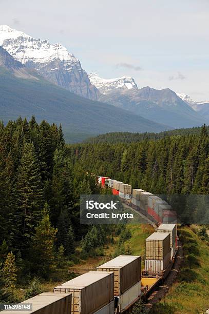 Freight Train In Canadian Rocky Mountainsbanff National Parkcanada Stock Photo - Download Image Now