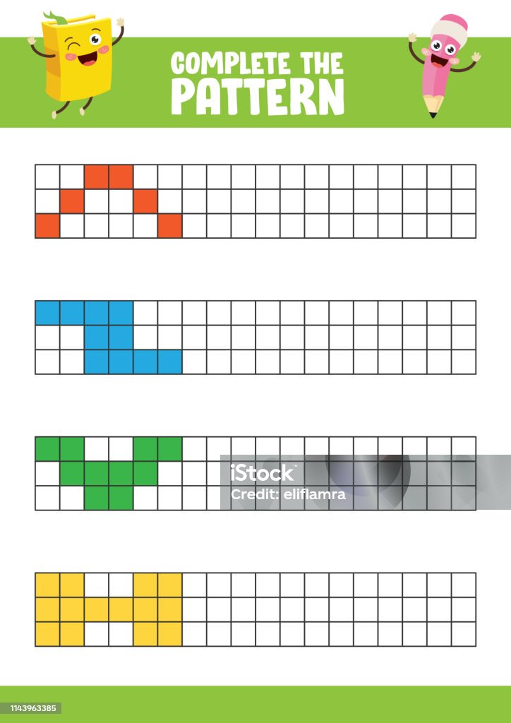 Shape Patterns Exercise Vector Illustration Of Complete Pattern Exercise Stock Illustration ...
