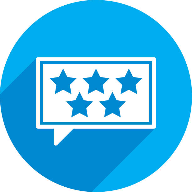 Five Stars Speech Bubble Icon Silhouette Vector illustration of a blue speech bubble with 5 stars icon in flat style. quotes about winning stock illustrations