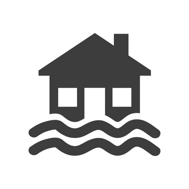 Flood icon on white background. Flood icon on white background. Vector illustration flooded home stock illustrations