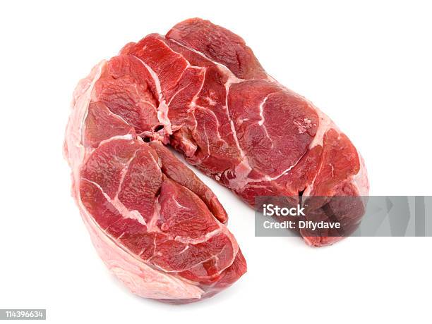 Stewing Steak On White Background Stock Photo - Download Image Now - Beef, Shin, Color Image