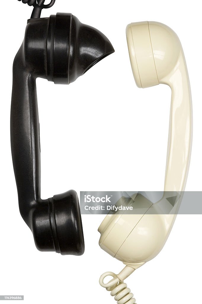 Preto e Branco falando aparelhos telefônicos - Foto de stock de Tradução royalty-free