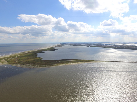 Drone image of a barrier island that was impacted by the Deepwater Horizon oil spill