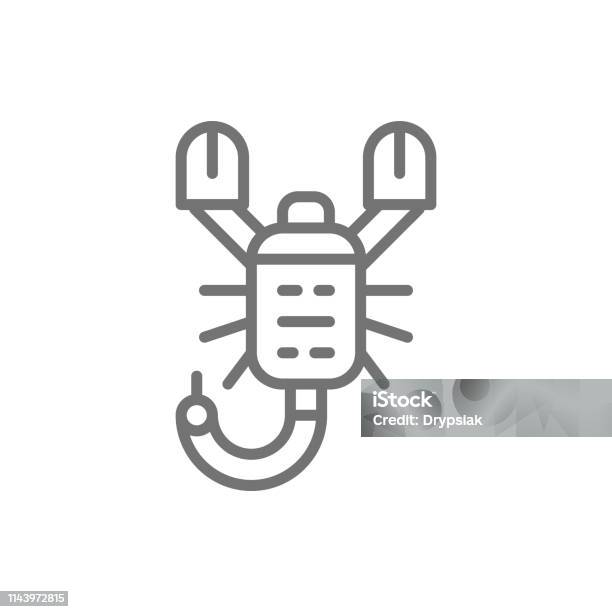 Scorpion Line Icon Isolated On White Background Stock Illustration - Download Image Now - Abstract, Africa, African Culture