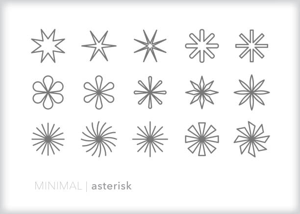 ilustrações de stock, clip art, desenhos animados e ícones de asterisk starburst line icons - asterisk