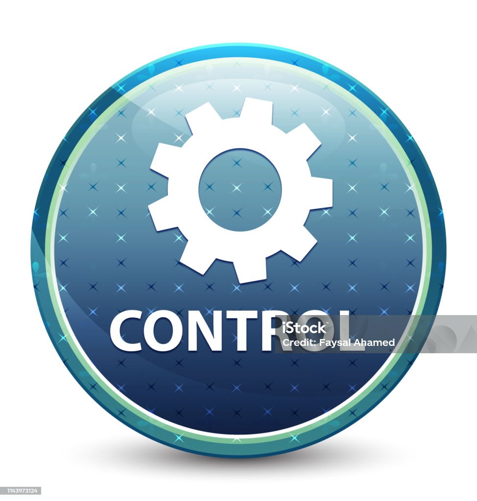 Business Control Button Control Shiny Sky Blue Round Button Stock Illustration - Download Image ...