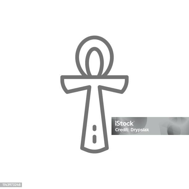 Egyptian Ankh Religious Symbol Line Icon Isolated On White Background Stock Illustration - Download Image Now
