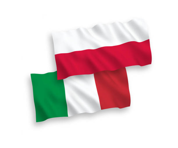 istock Flags of Italy and Poland on a white background 1143973304