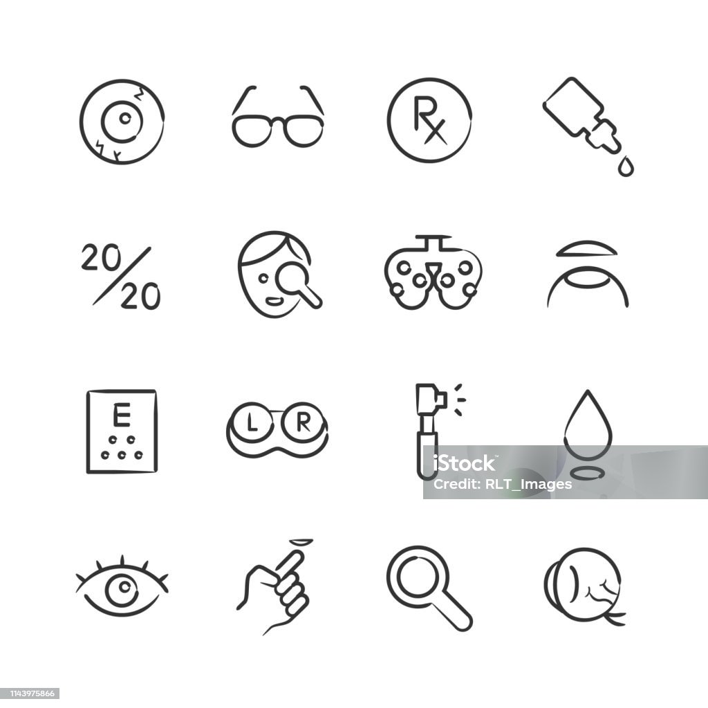 Optical Icons—Sketchy Series Professional icon set in sketch style. Vector artwork is easy to colorize, manipulate, and scales to any size. Icon Symbol stock vector