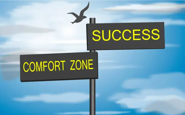 Vector illustration of Success - Comfort Zone signpost.