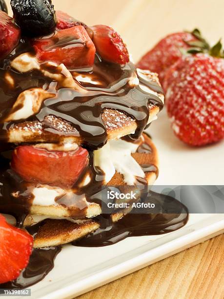 Dessert Stock Photo - Download Image Now - Chocolate Sauce, Crêpe - Pancake, Strawberry