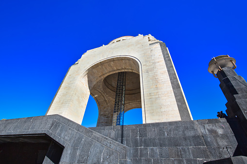 Mexico, Mexico City-2 December, 2018: Landmark Revolution Monument (Monumento a la Revolucion) near Mexico City financial center and Paseo de la Reforma