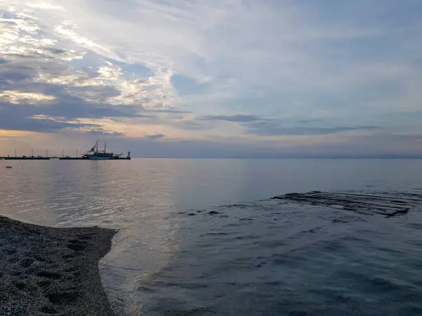 Photo of View from coast in Greece with beautiful sky and blue sea.