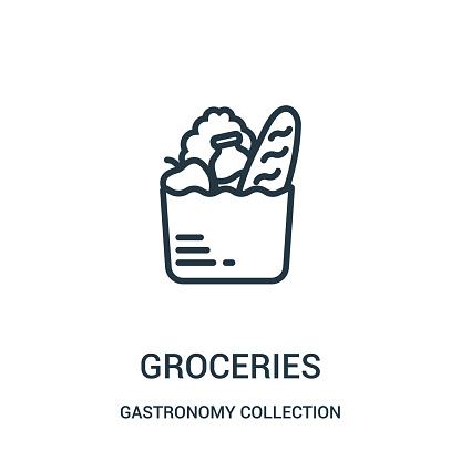 groceries icon vector from gastronomy collection collection. Thin line groceries outline icon vector illustration. Linear symbol for use on web and mobile apps, logo, print media.