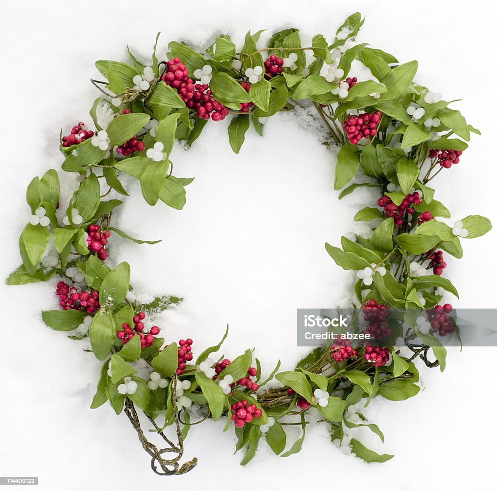 Mistel und Berry Kranz gegen weiße Wand mit Mittenfokus - Lizenzfrei Mistel Stock-Foto