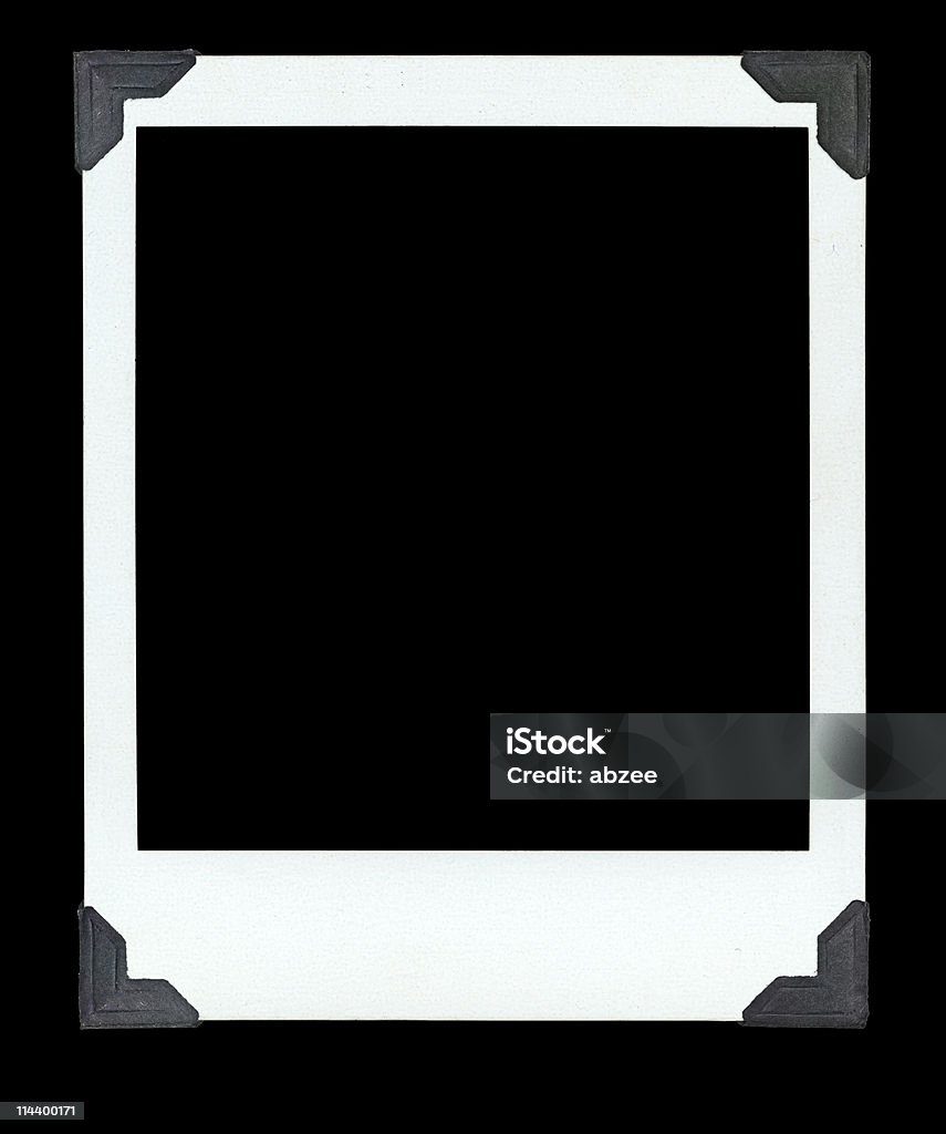 Blank photo with corners on black background  Art and Craft Product Stock Photo