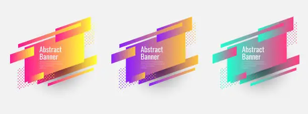 Vector illustration of Set of trendy flat geometric vector banners