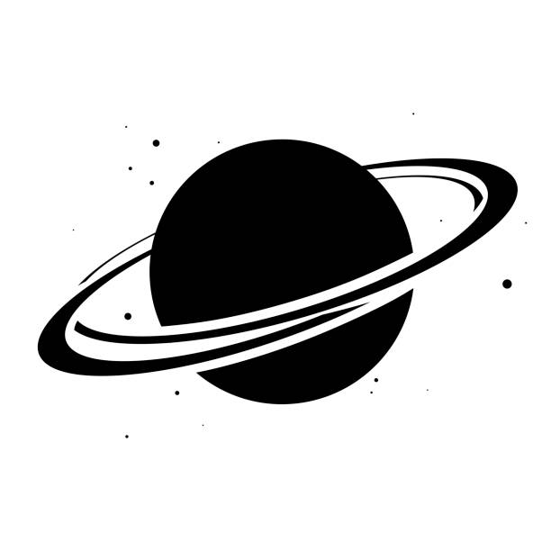 planet saturn mit planetarischem ringsystem flaches symbol. vektordarstellung auf weißem hintergrund - saturn planet stock-grafiken, -clipart, -cartoons und -symbole
